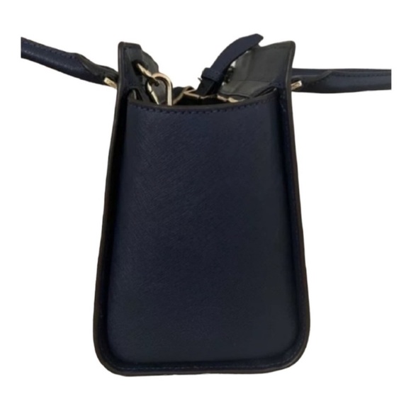 Michael Kors Selma Saffano Navy Leather Gold Tone Hardware Handles/Strap - Picture 3 of 6